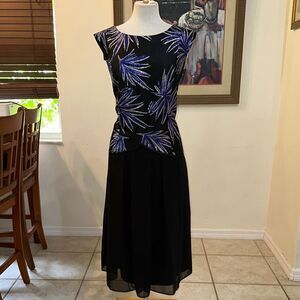 Le Bos Elegant Black/Blue Shimmer Women's Cocktail Dress Size 14